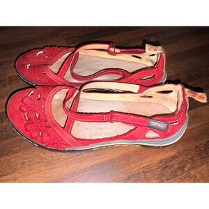 Jambu Blossom Encore Red Leather Floral Mary Jane Flats WJ169LE03 Womens 6M